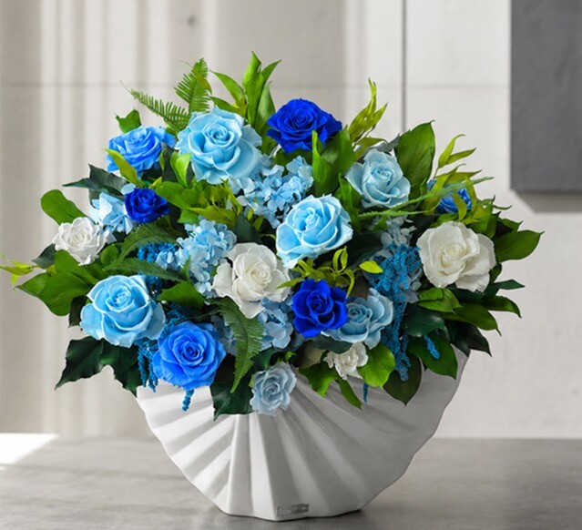 ブルーのお花で涼しげに