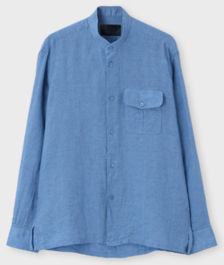 PROVENCE COLOUR LINEN BAND COLLAR L/S SHIRT