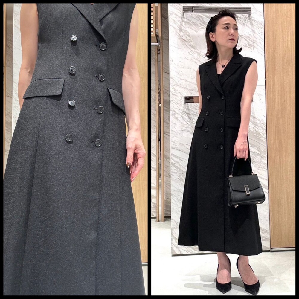 品の良いリネンライクジレワンピース
