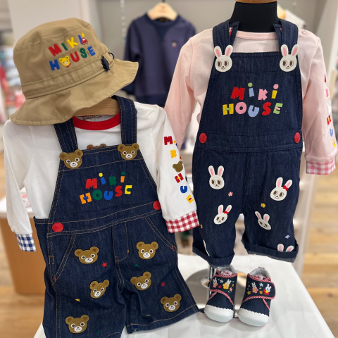 新品⭐ミキハウス⭐プッチー君　電車　刺繍　ワッペン　オーバーオール　90 ミキハウス】プッチーうさこと一緒におでかけ🚗 | ミキハウス | 大丸