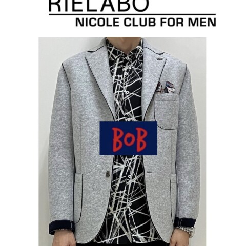 美品 BOB RIELABO ボンディング アンコンジャケット ブラック 46 2024年☆新作《BOB ウールボンディングジャケット＆コート