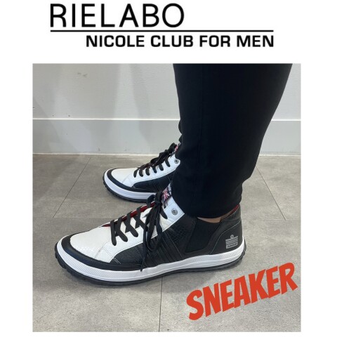 K243新品RIELABOレザースニーカー26.5㌢WHT♂NICOLE メンズ