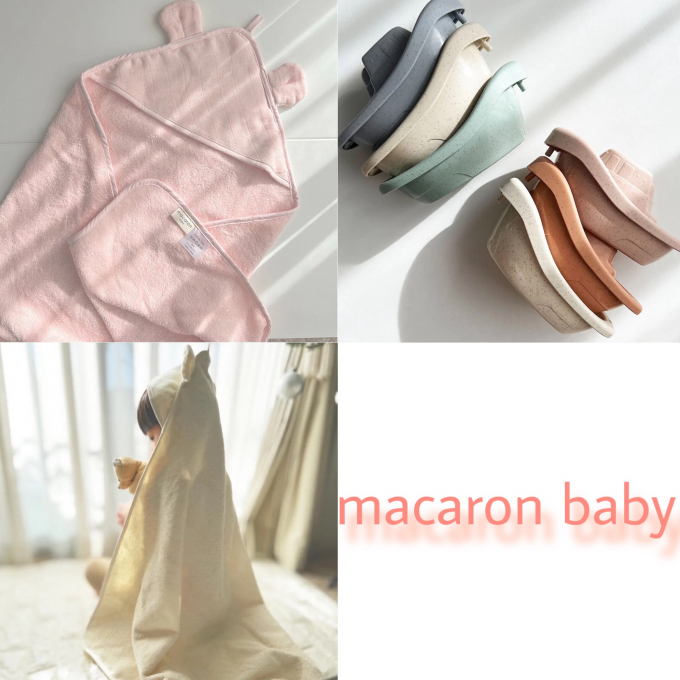 【macaron baby】フード付きタオル&バストイ