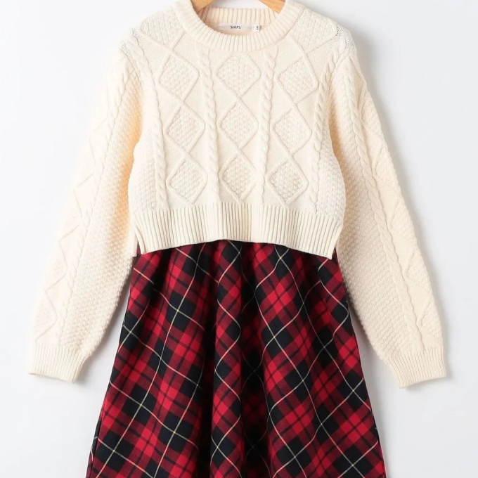 SHIPS KIDS　ケーブルニットワンピース