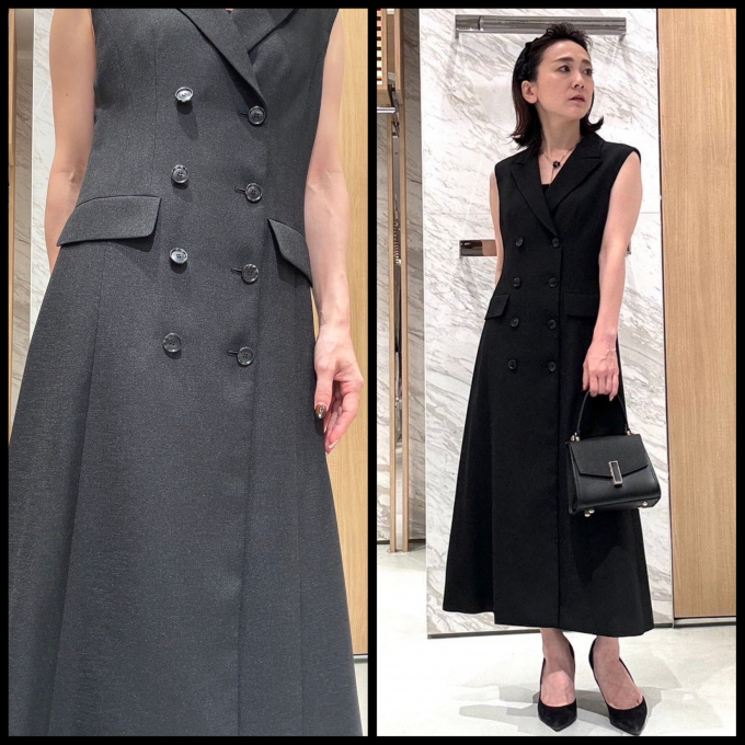 品の良いリネンライクジレワンピース