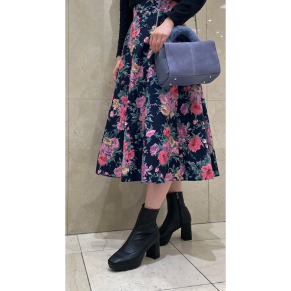 厚底チャンキーヒールショートブーツ