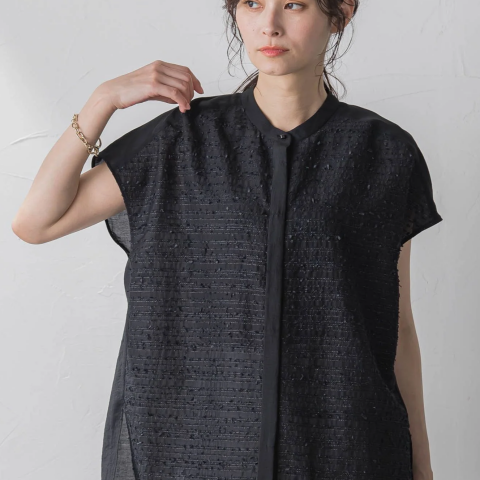 see through marble blouse / mint （シースルーマーブル