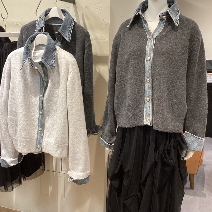 デニムレイヤード風ニット