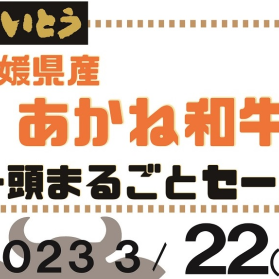 3月22日は　愛媛県産『あかね和牛』 一頭まるごとセール開催!!