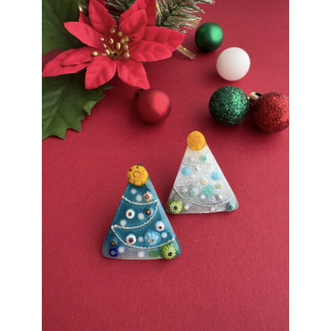 【京七宝 クリスマスツリーのピンブローチ制作】匠の技にふれるワークショップ