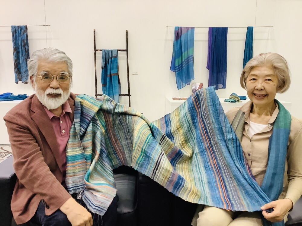 中川原哲治・惠子と里彩　染め織り紡ぎの布展