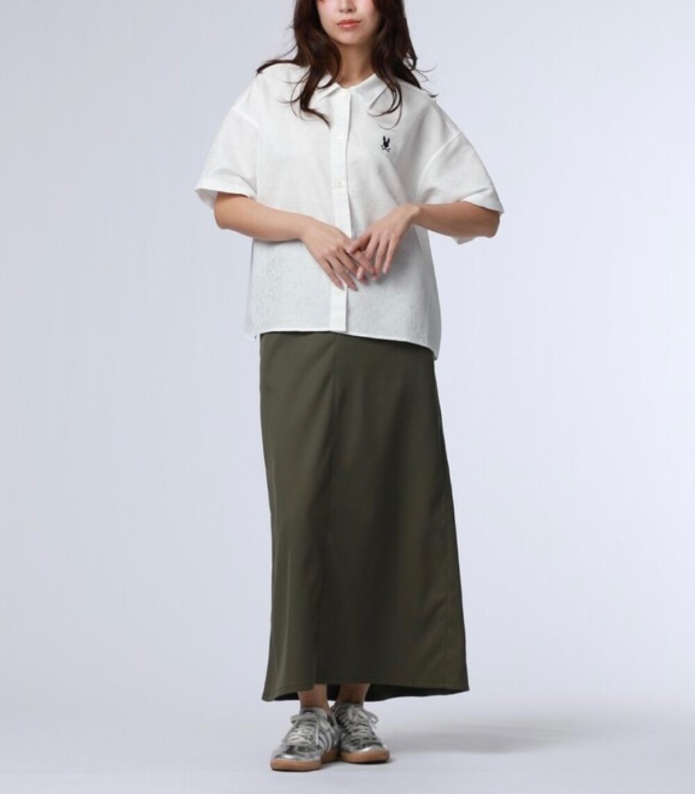 【サイコバニー】フラワージャガードショート丈シャツ