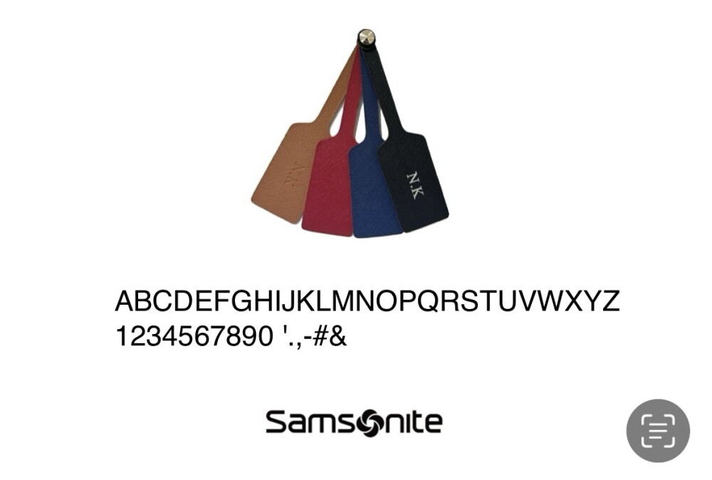 サムソナイト　レザーネームタグ　刻印キャンペーン