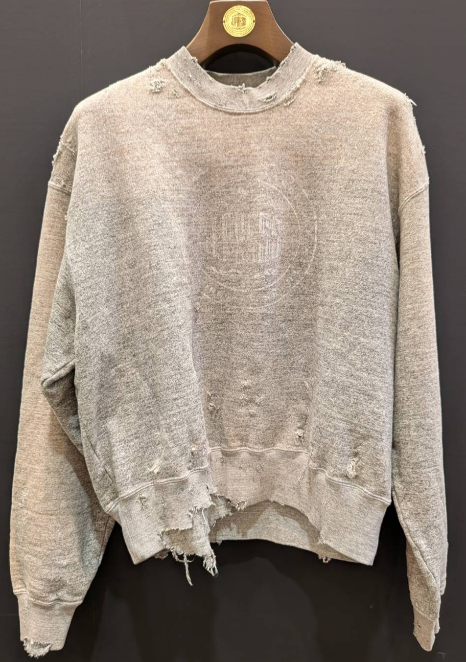 J.PRESS×KURO　モアダメージクルーネックスウェット　