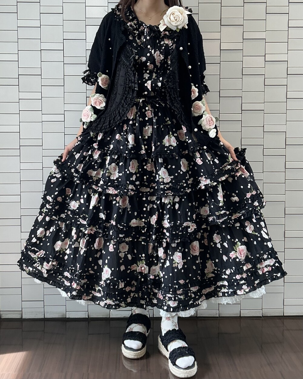 〜*Rose Pearlプリントワンピース*〜【電話注文可】