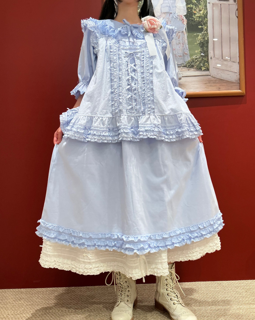 〜*ソフトチュール襟付きワンピース*〜【電話注文可】