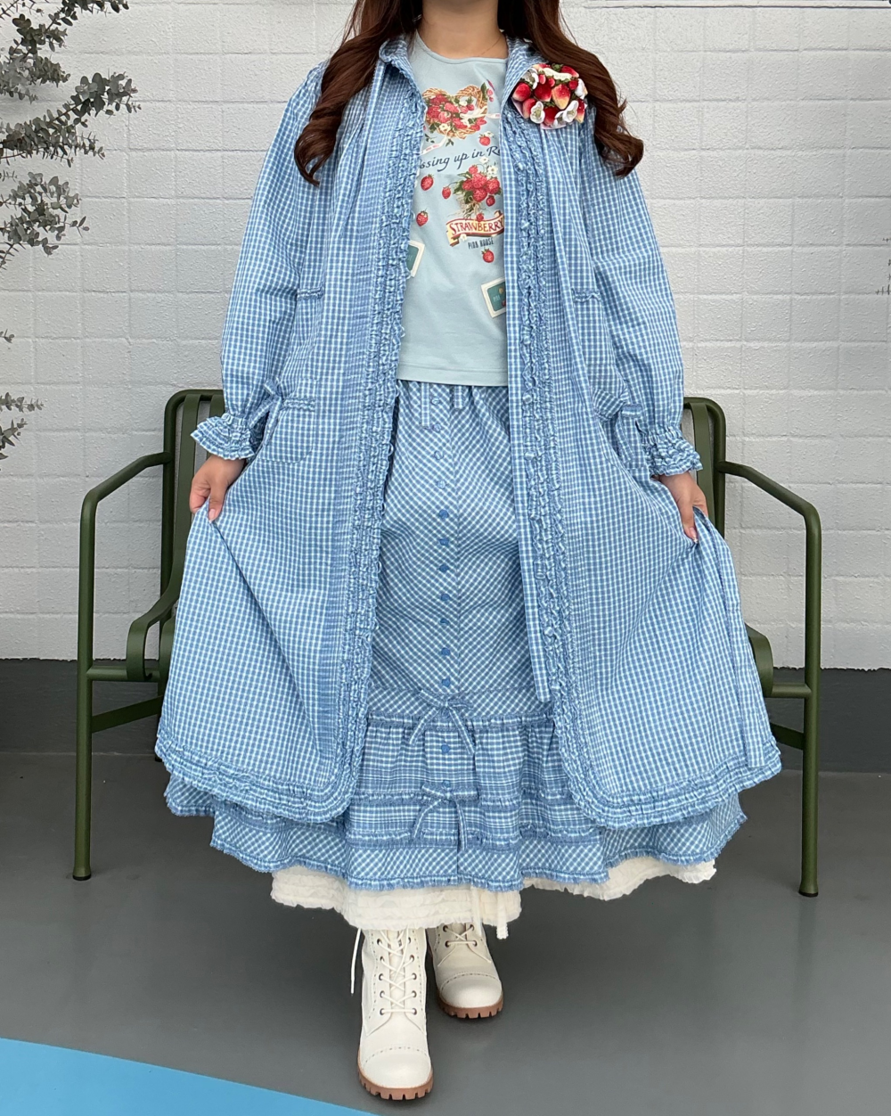 〜*オリジナルチェックフード付きワンピース*〜【電話注文可】