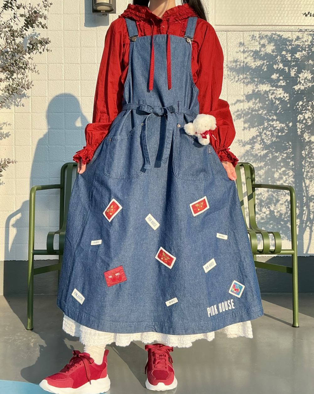 〜*ネームワッペン使いデニムサロペットワンピース *〜【電話注文可】