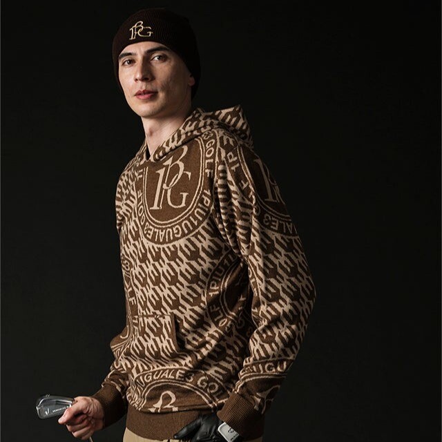 1PIU1UGUALE3 / JACQUARD KNIT HOODIE BIRD IN CAGE