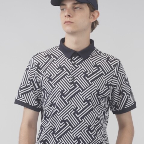 24SS ランバンスポール モノグラムプリント半袖ポロシャツ 高機能シャツ LANVIN SPORT 公式 ランバン スポール 半袖ポロシャツ メンズ