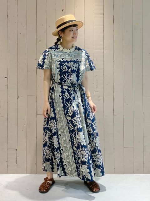 更紗プリントドレス