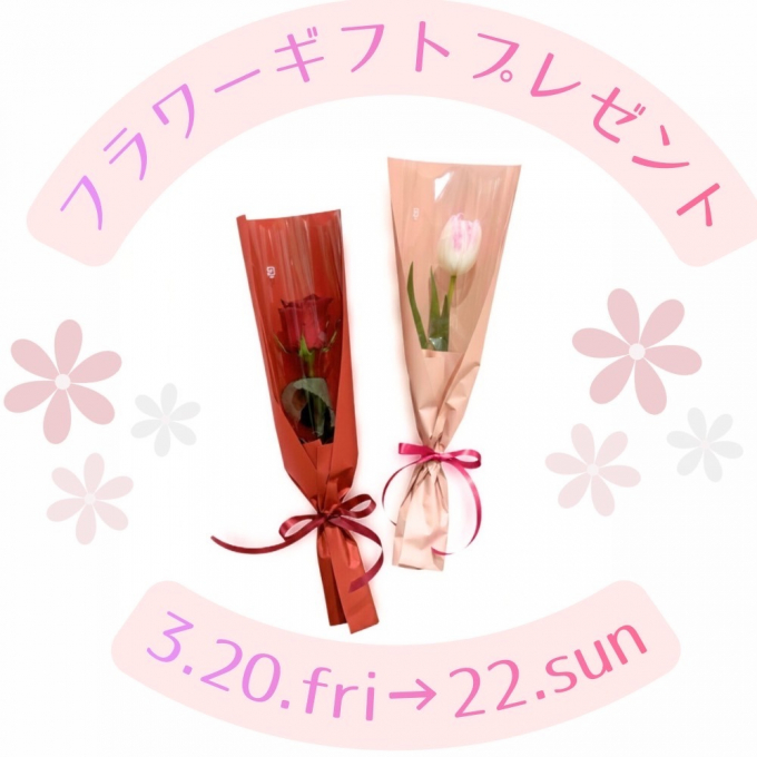 【大丸・松坂屋アプリ会員様限定】3/20(金・祝)→22(日)全館でお買いあげでフラワーギフトプレゼント　