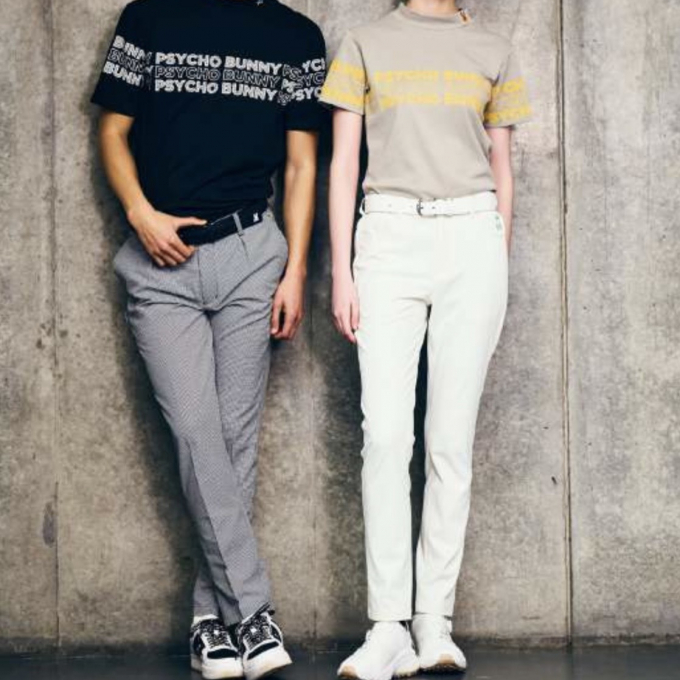 【サイコバニー】ロゴパネルプリント半袖モックネック