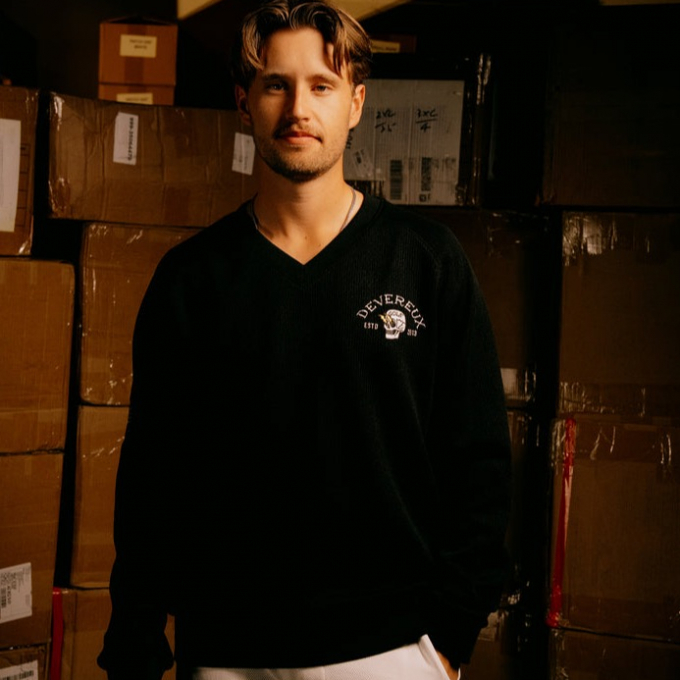 【デヴァロー】ショッカースカルクォーターゲージ裏付きプルオーバー