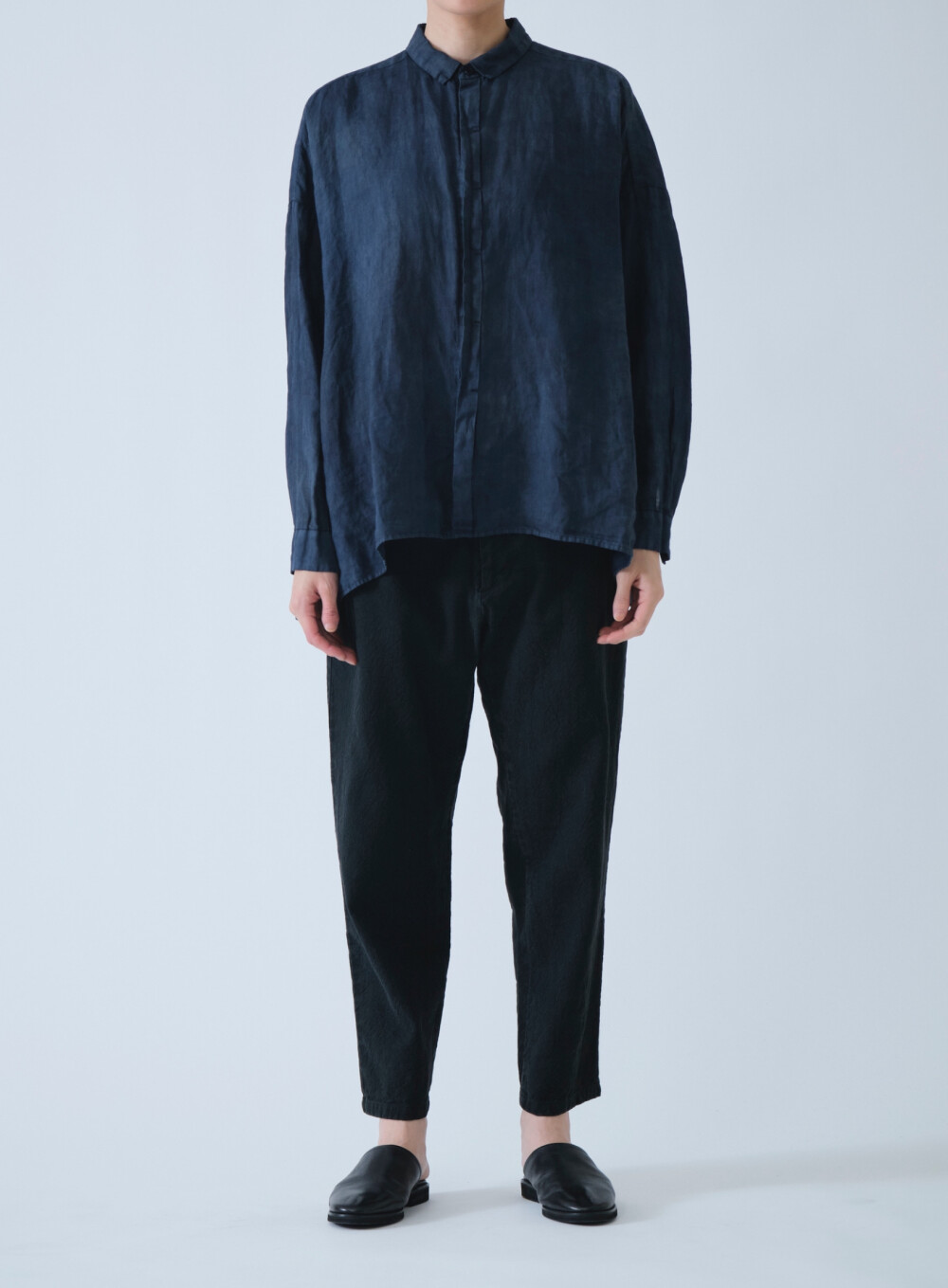 インディゴ硫化ムラ備長炭染めブラウス