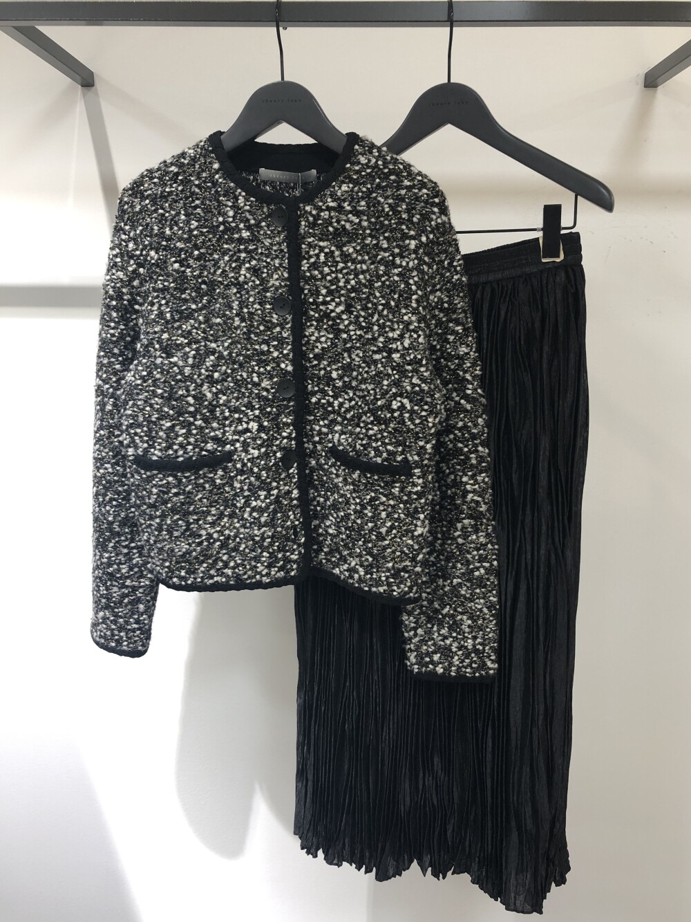 【華やぎ】ミックスツイードニットジャケット