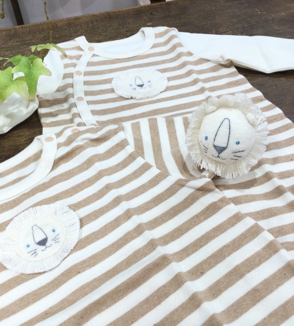 茶綿を使用したブラウンボーダー天竺