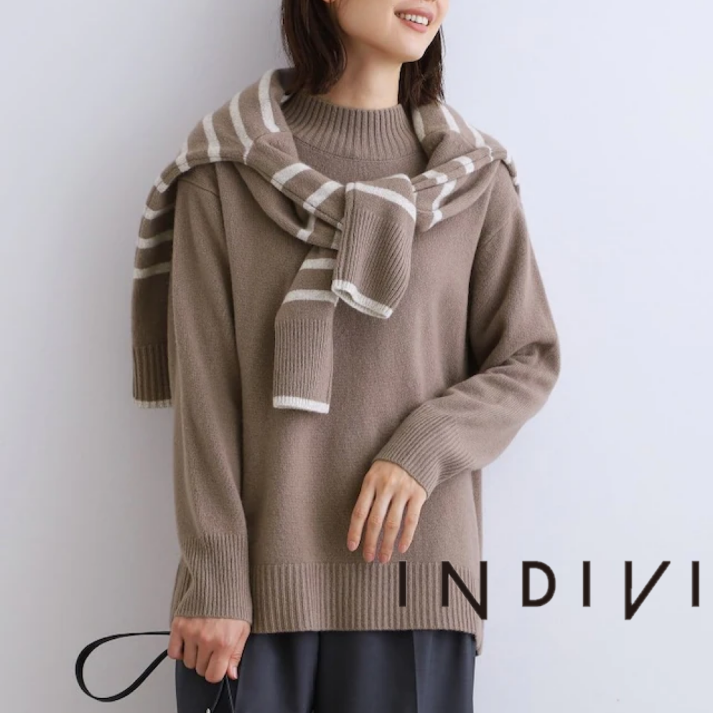 ?大ヒット‼バックスリットニット／カシミア混／大きなサイズINDIVIラージ