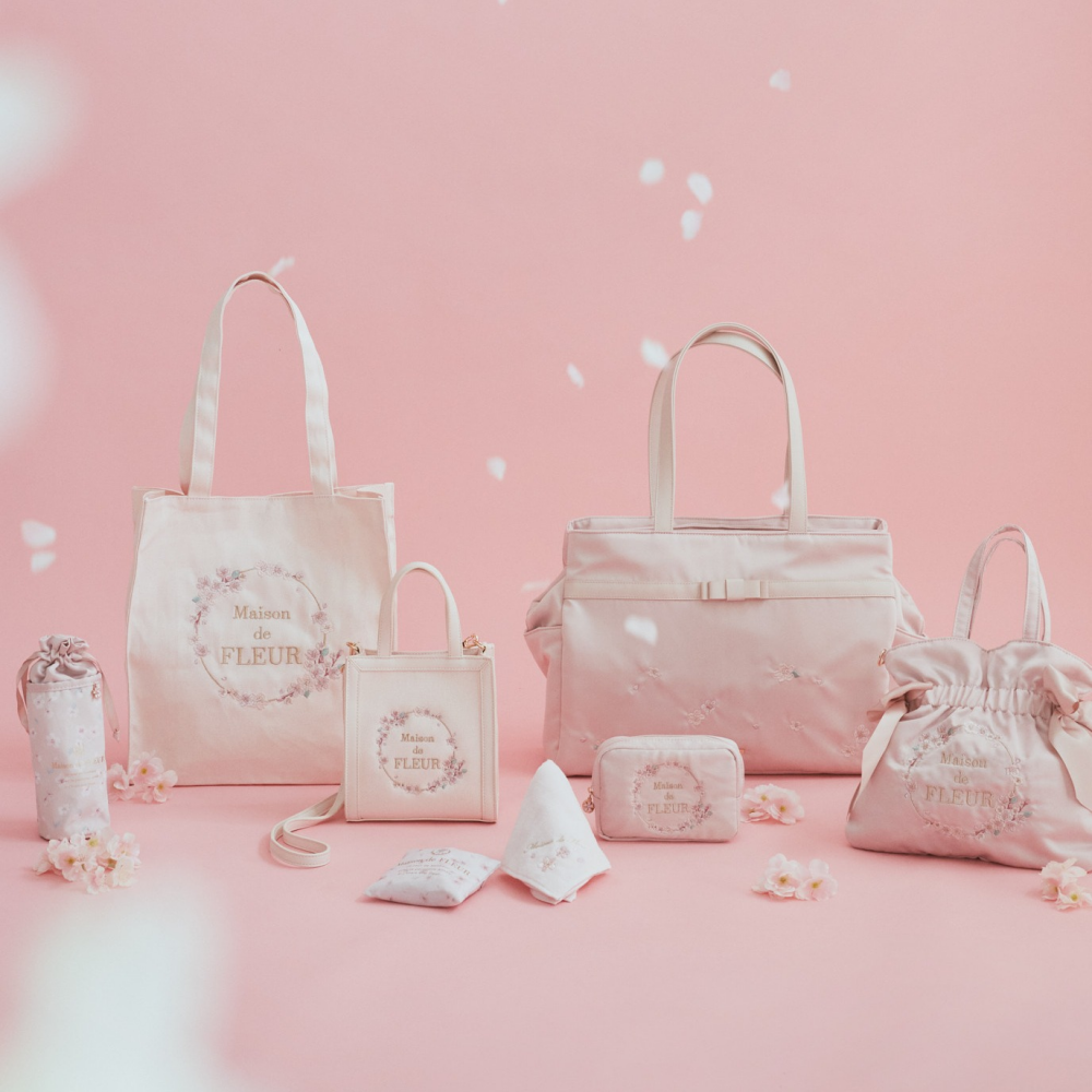 メゾン ド フルール Maison de FLEUR sakura刺繍Mトートバッグ