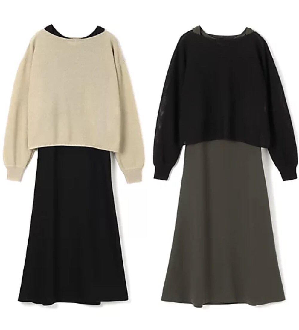 【短丈ニット+マキシ丈ワンピースの優秀コンビ👗✨】