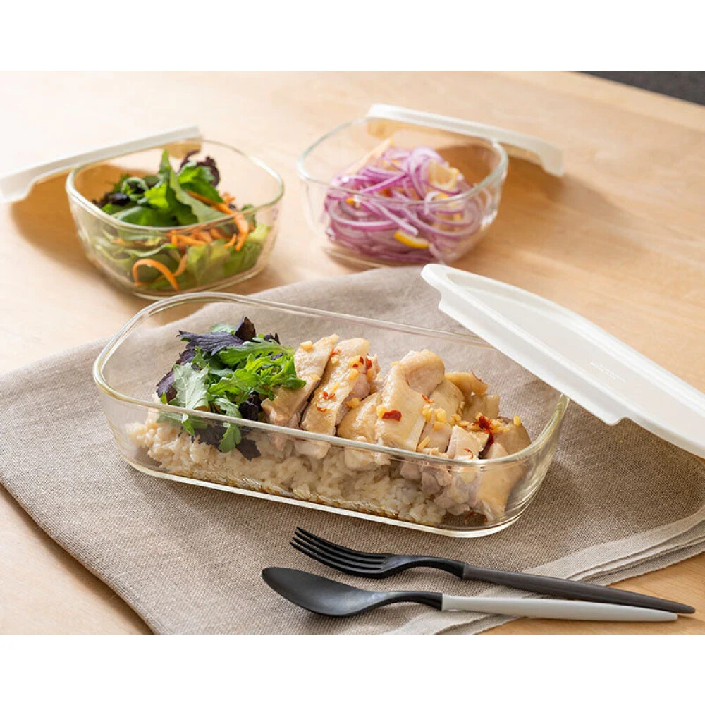 セール品のご紹介⑨「HARIO スタッキング耐熱ガラスコンテナM 3個セット」　