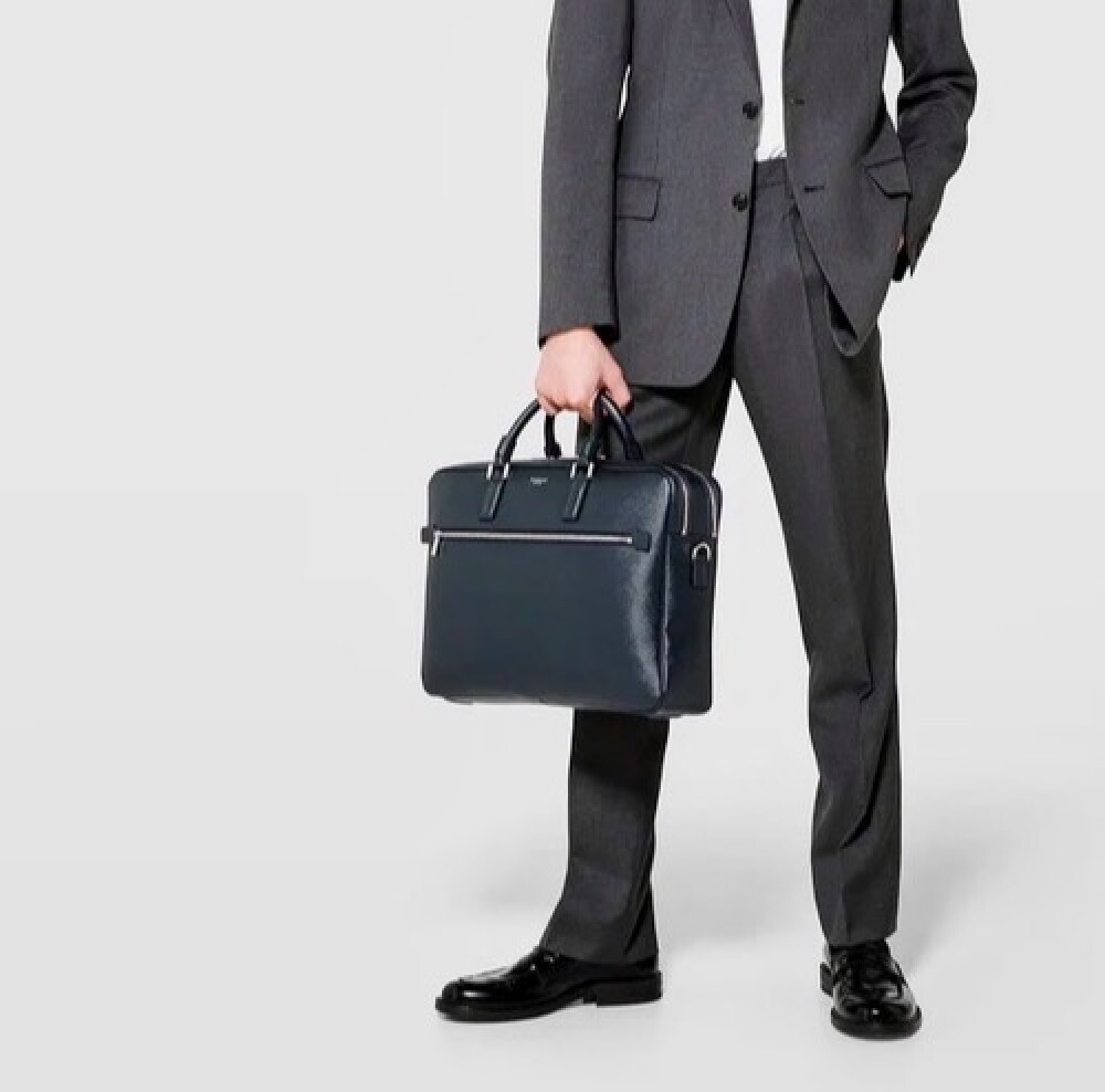 傷に強い！たくましい大容量ビジネスバッグ：EVOLUZIONE  DOUBLE&nbsp;BLIEF CASE /NAVY BLUE