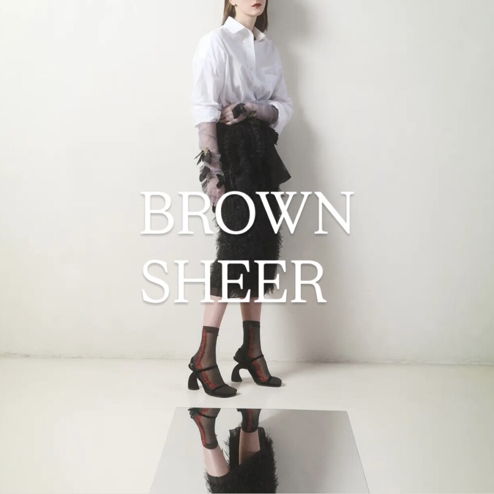 《日本製Tabio》BROWNシアー裏出しラインショートソックス
