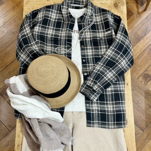 大量入荷 夏の羽織に重宝！シックな麻ブラウス👚 マドモアゼルノンノン | トップス