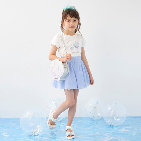 最先端 シェルアップリケTシャツ&シェルカットワークキュロット トップス