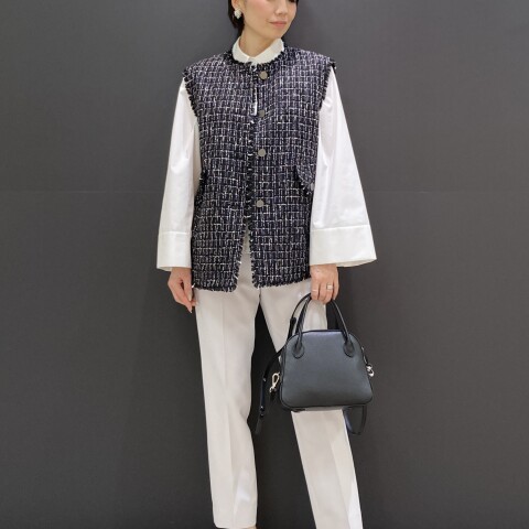 Theory luxe 24SS ペプラムツイードベスト ドビー織り 38