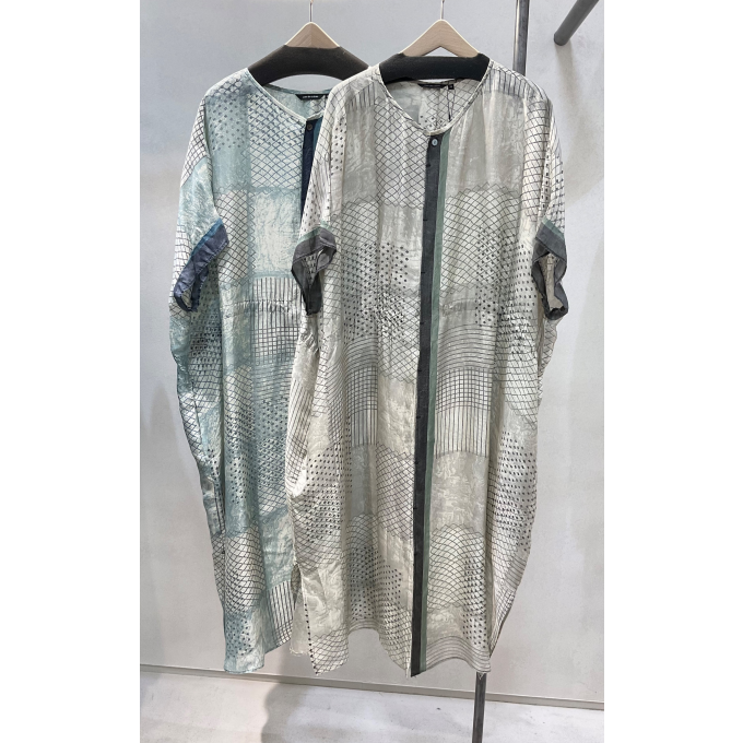 【NEW】ヴィスコースローンブロックプリントワンピース