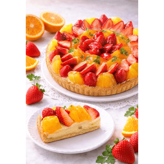 ひと口で春気分。春苺と清見オレンジのタルト