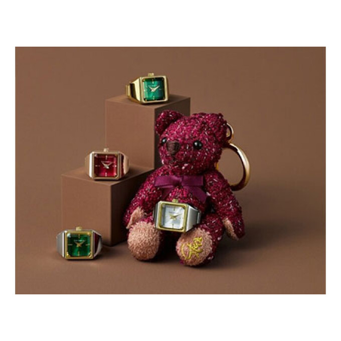 【数量限定！クリスマス新作】ミニベアチャーム付き☆チャリティーリングウォッチ