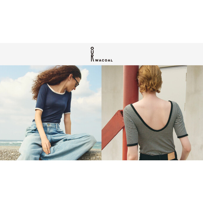 【OUR WACOAL】一枚で決まる★カップ付きバックオープンTシャツ