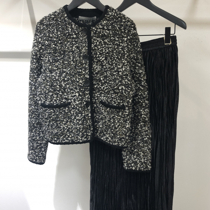 【華やぎ】ミックスツイードニットジャケット