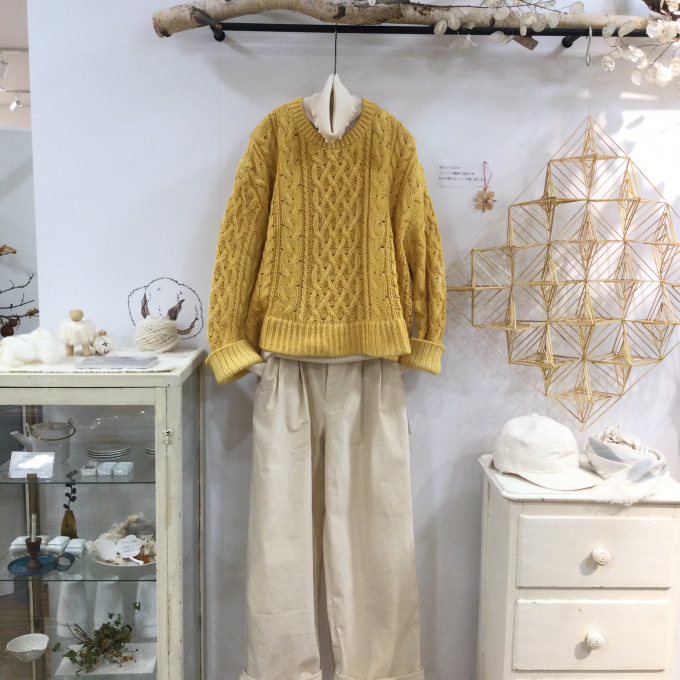 【再入荷:イエロー】ウール混ケーブルプルオーバー