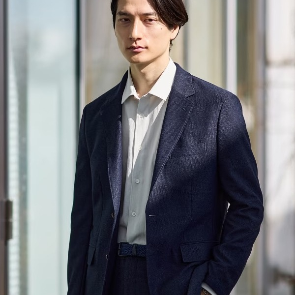 【今春大人気】尾州リネンブレンドハニカムメッシュジャケット