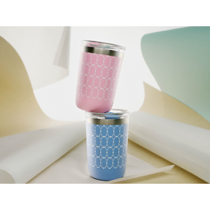 【ウェッジウッド】特別企画品　ルネッサンス 蓋付ドリンクタンブラー（ステンレス） ブルー＆ピンク ペアセット