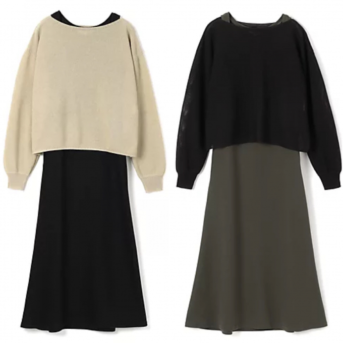 【短丈ニット+マキシ丈ワンピースの優秀コンビ👗✨】
