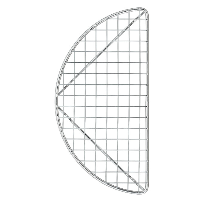 角皿にのせ、エビフライや天ぷらの盛付けに。「家事問屋 盛付あみ 半月」